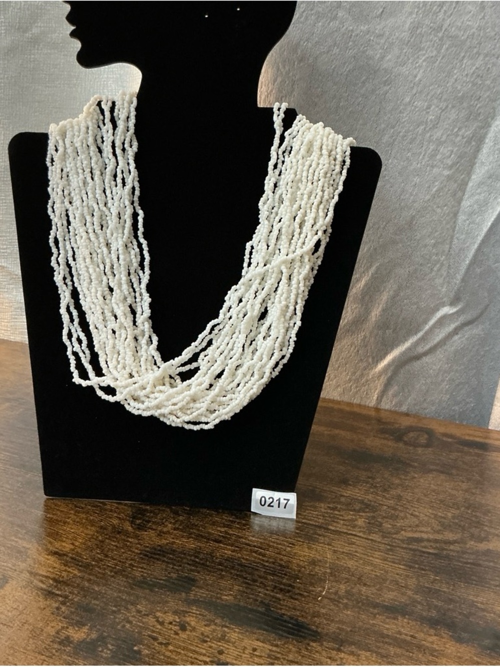 Multi-Strand White Beaded Statement Necklace